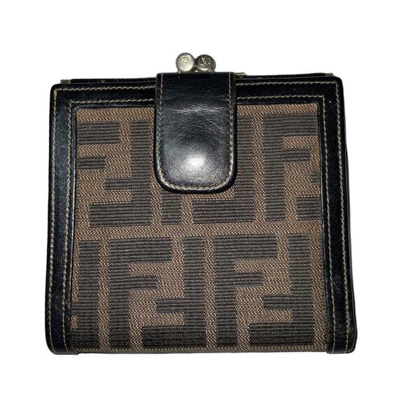 Vintage Fendi  Zucca FF Logo Bifold Compact Wallet - Picture 1 of 13
